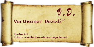 Vertheimer Dezső névjegykártya